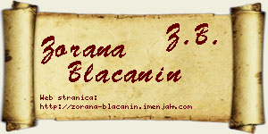 Zorana Blaćanin vizit kartica